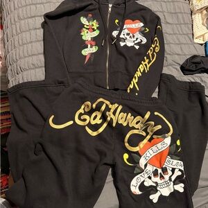 Ed Hardy Black and Gray Jacket